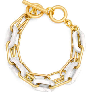 Marbled Resin Link Layered Toggle Bracelet - Annie Jack TX