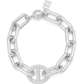Pavé Mariner Link Charm Bracelet - Annie Jack TX