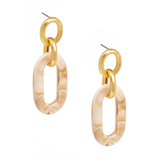 Marbled Beige Resin & Matte Gold Drop Earring - Annie Jack TX