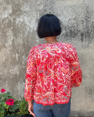 ANNIE JACK Paisley Print Tassel Tie Long Sleeve Blouse - Annie Jack TX