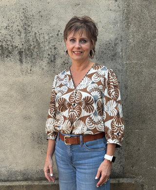 3/4 Sleeve V Neck With Ric-Rac Trim - Annie Jack TX
