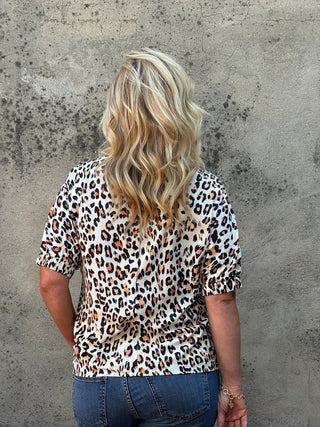 ANNIE JACK Leopard Print Ribbon Detail Lose Fit Blouse - Annie Jack TX