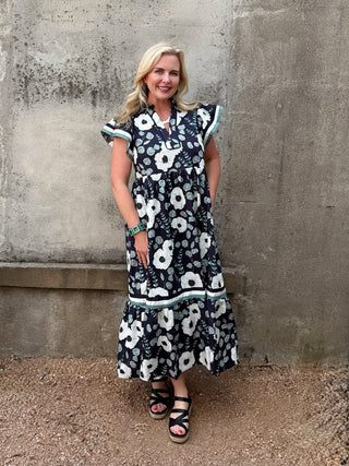 Butterfly Sleeve Floral Dress - Annie Jack TX