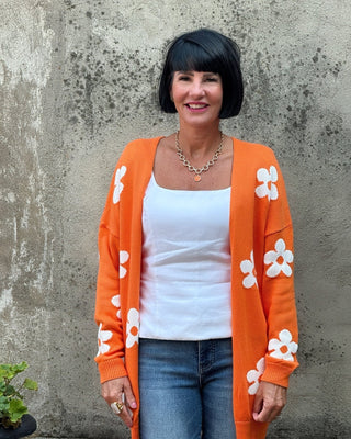 ANNIE JACK Orange & Floral Cardigan - Annie Jack TX