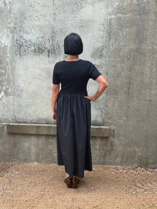 Mixed Media Black Midi Dress - Annie Jack TX