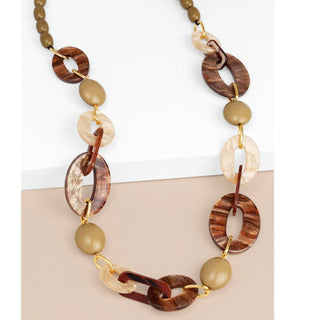 Glittering Resin Disc & Link Long Necklace - Annie Jack TX