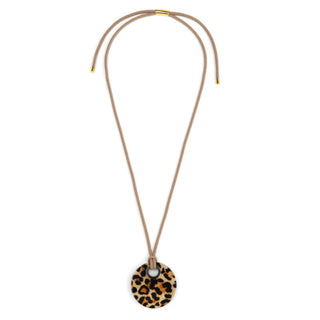 Adjustable Leopard Disc Pendant Long Necklace - Annie Jack TX