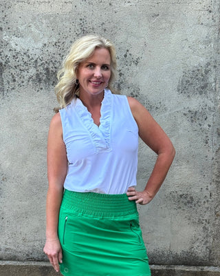 Evelyn Ruffle Neckline Sleeveless Top - Annie Jack TX