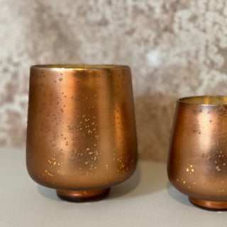 Mercury Glass Copper Votive Med - Annie Jack TX