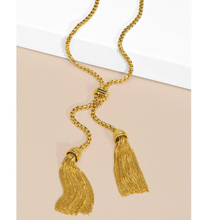 Double Fringe Lariat Long Necklace - Annie Jack TX