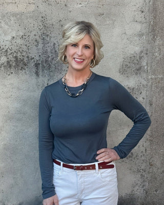 Long Sleeve Teal Top - Annie Jack TX