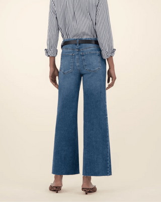 Meg High Rise Fab Ab Wide Leg Raw Hem Toughness - Annie Jack TX