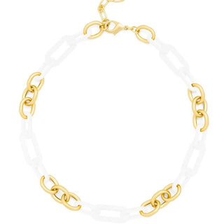 Metal and Resin Link Collar Necklace - Annie Jack TX