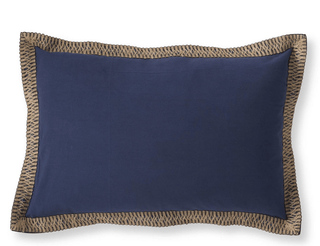 Navy Lumbar Pillow Jute Trim - Annie Jack TX