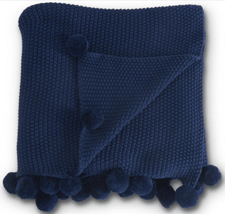 Blue Moss Stitch Knit Throw - Annie Jack TX