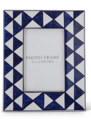 Blue & White Triangle Ceramic Frame 4x6 - Annie Jack TX