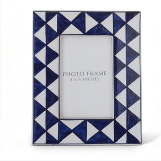 Blue & White Triangle Ceramic Frame 4x6 - Annie Jack TX