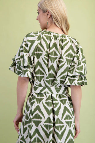 Button Down Midi Dress w/ Straw Belt Buckle - Annie Jack TX