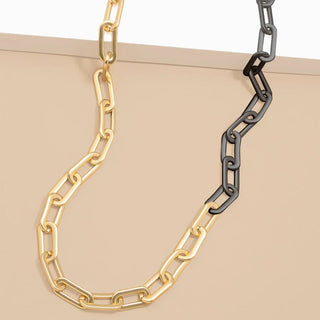 Two - Tone Cable Link Long Necklace - Annie Jack TX