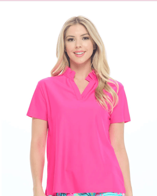 Charlotte Pleated Collar Polo - Annie Jack TX