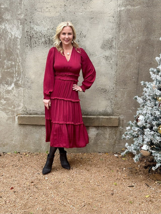 11/25/24 Jennifer Cranberry Tiered Dress