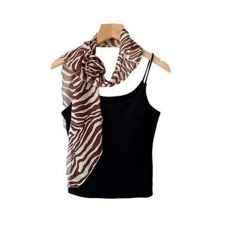 Zebra oblong scarf with rosette - Annie Jack TX