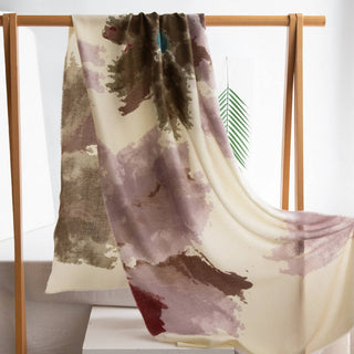 Watercolor ombre scarf in mauve, cocoa brown, and sage green on cream by Accity