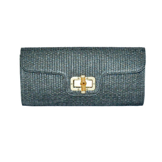 Metallic Woven Clutch Bag with Artisan Bamboo Latch - Annie Jack TX