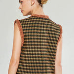 Houndstooth Vest w/Fur trim - Annie Jack TX