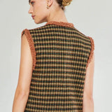 Houndstooth Vest w/Fur trim - Annie Jack TX