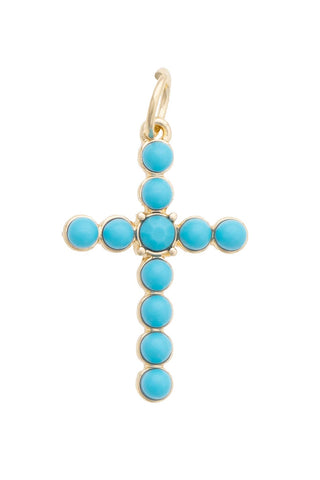 Studded Cross Charm in Turquoise - Annie Jack TX