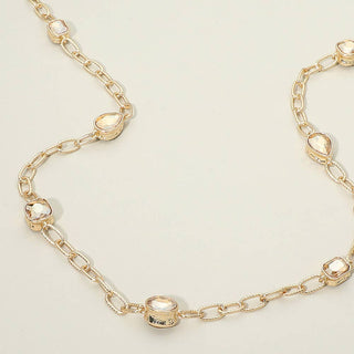 Elegant Faceted Square Teardrop Oval Stone Accent Long Necklace - Annie Jack TX