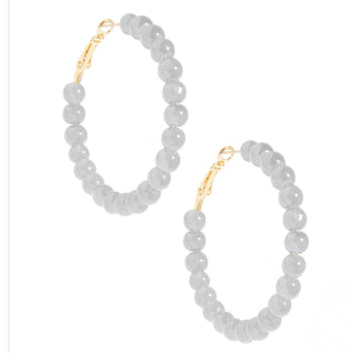 Glossy Glass Bead Hoop Earring - Annie Jack TX
