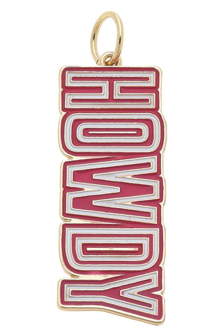 "Howdy" Enamel Charm in Pink - Annie Jack TX