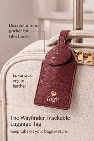 Wayfinder Vegan Pebble Leather AirTag Luggage Tag - Annie Jack TX