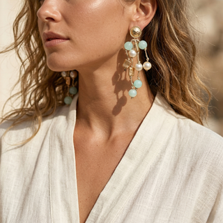 Coastal Beaded Pearl Earrings | Handmade Statement Jewelry - Annie Jack TX