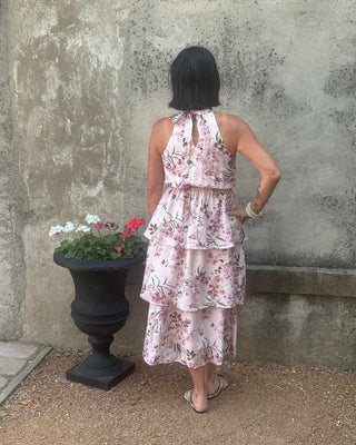 Floral Tiered Halter Dress - Annie Jack TX