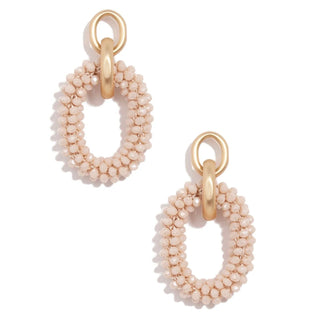 Blush Beaded Crystal Link Drop Earrings