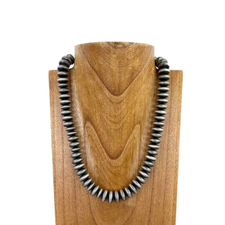 NKS230603-42-SILVER     21 Inches 15mm roundel silver Navajo pearl bead Necklace - Annie Jack TX