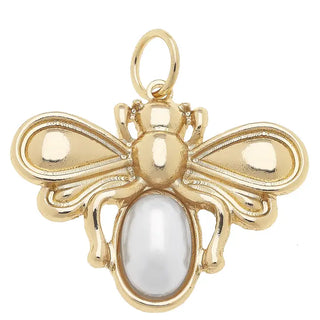 Pearl Bumble Bee Charm in Shiney Gold - Annie Jack TX