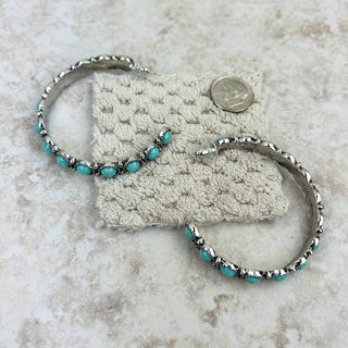 ER191230-03-BLUE       Silver turquoise stone concho hoop earring - Annie Jack TX