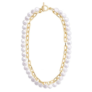 Coco Layered Pearl Linked Necklace in Shiny Gold - Annie Jack TX