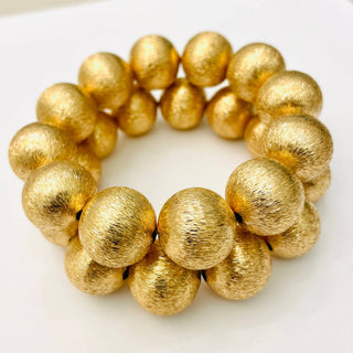Classic Gold Textured Ball Stretch Bracelet - Annie Jack TX