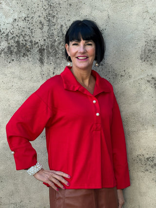 Collared Top with Pearl Buttons - Annie Jack TX