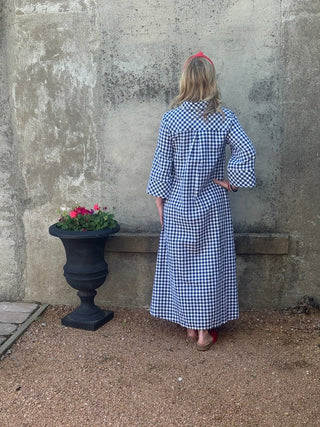 Navy Gingham Maxi Dress - Annie Jack TX