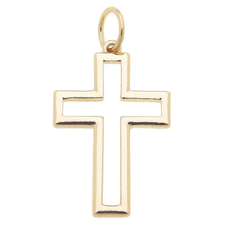 Open Cross Charm in Shiny Gold - Annie Jack TX