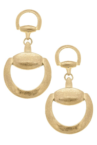 Elise Horsebit Drop Earrings in Shiny Gold - Annie Jack TX