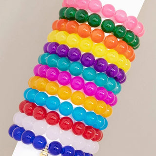 Glossy Lucite Glass Bead Bracelet - Annie Jack TX