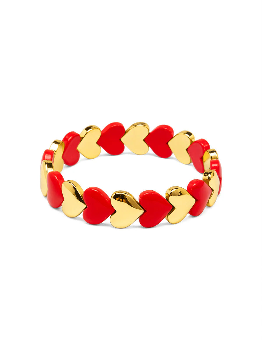 Enamel Heart Stack Stretch Bracelet Jewelry - Annie Jack TX