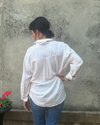 Striped Button Down Collared Top - Annie Jack TX